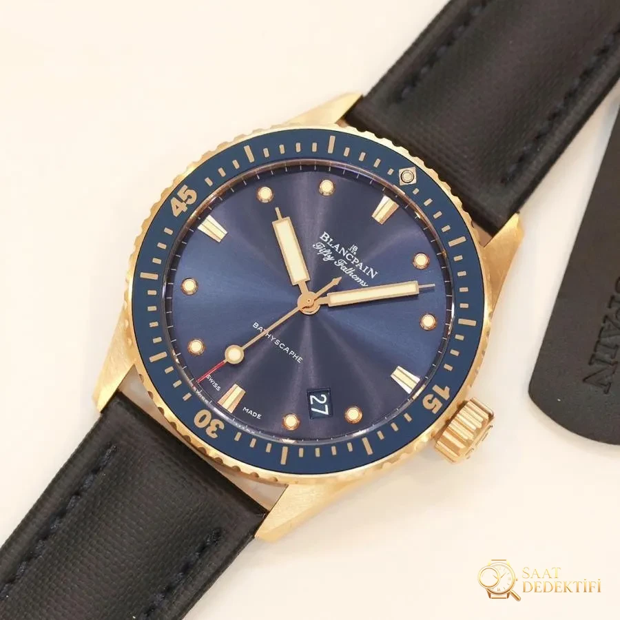GF Factory Blancpain Fifty Fathoms serisi 5000-36S40-O52A saat - Kadran Detayı ve Bezel İşçiliği