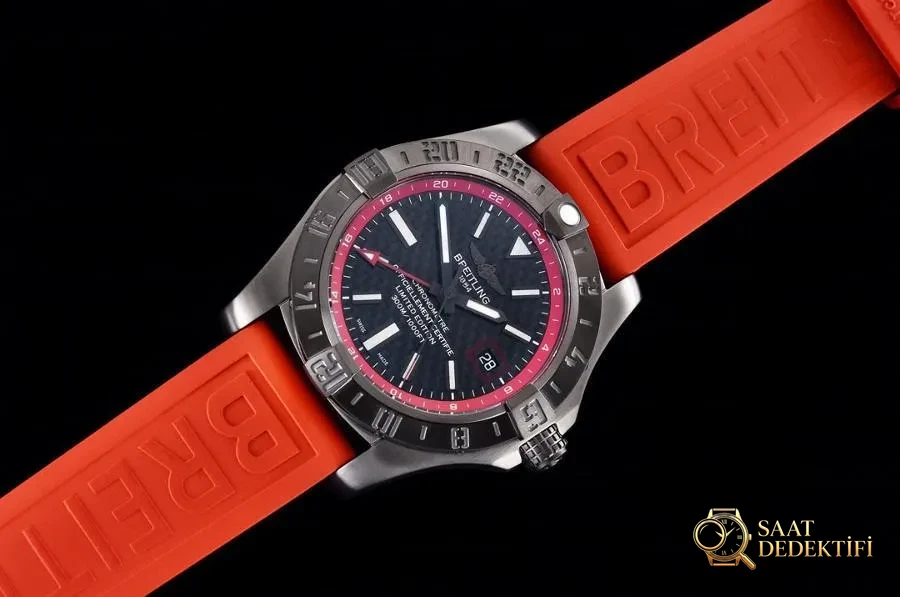 GF Factory Breitling Avenger II Black Steel V2 Kırmızı Kadran Saat İncelemesi - Kadran Detayı ve Bezel İşçiliği