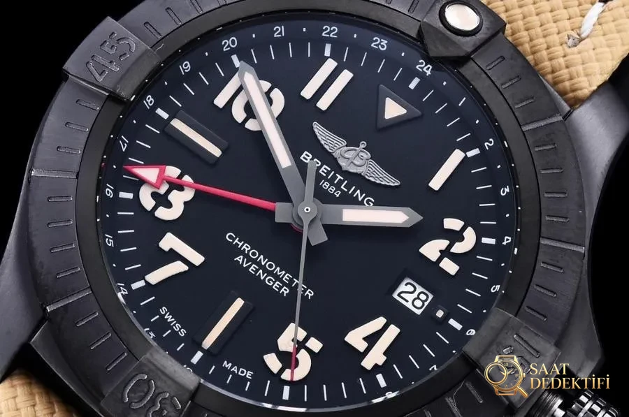 GF Factory Breitling Avenger Night Mission Kömür Siyahı Titanyum Kol Saati İncelemesi - Kasa Profili ve Kurma Kolu İncelemesi