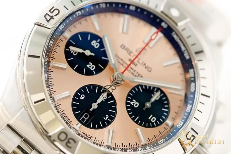 GF Factory Breitling B01 Kronograf serisi kol saati (bakır rengi kadran) incelemesi - Kadran Detayı ve Bezel İşçiliği