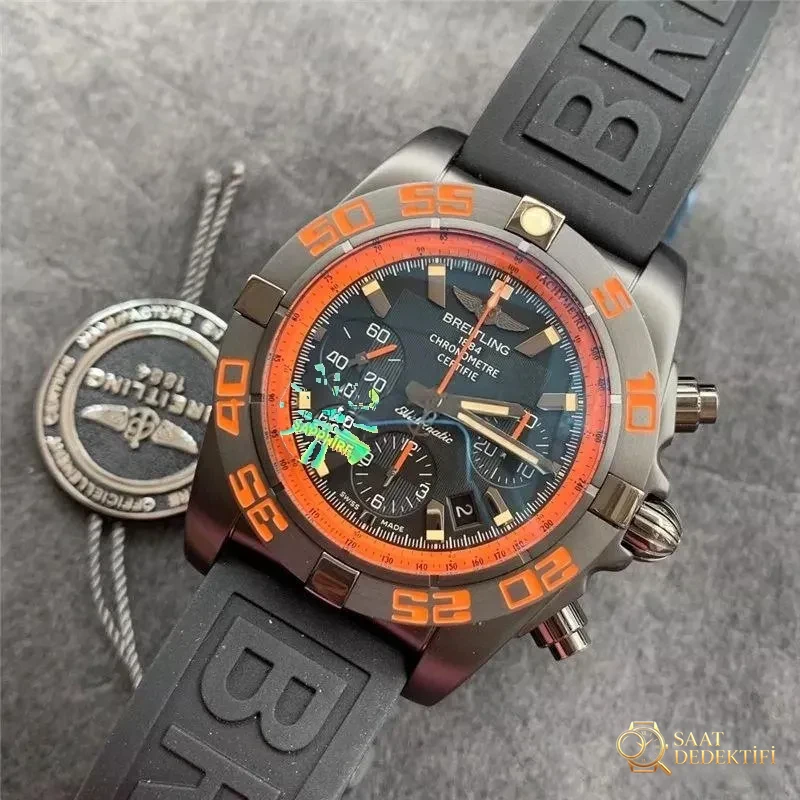 GF Factory Breitling Chronomat 44 Raven turuncu bezelli kronograf replika saatinin işçiliği nasıl? Almaya değer mi? - Kadran Detayı ve Bezel İşçiliği