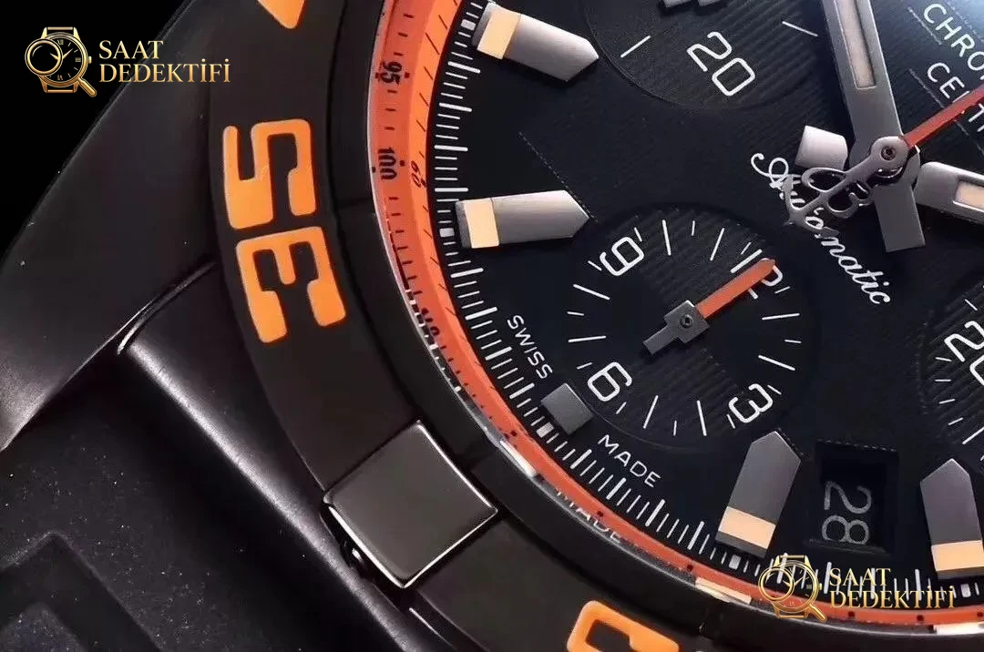 GF Factory Breitling Chronomat 44 Raven turuncu bezelli kronograf replika saatinin işçiliği nasıl? Almaya değer mi? - Klips Kilidi ve Lazer Damgalar