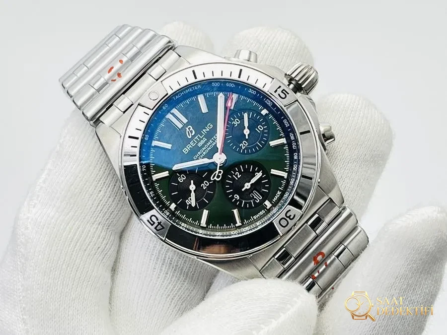 GF Factory Breitling Chronomat sağlam çelik dev, çok yönlü spor saat incelemesi - siyah kadran - Kadran Detayı ve Bezel İşçiliği