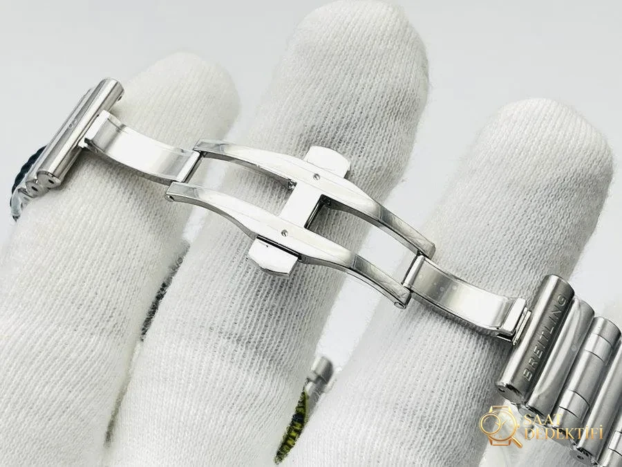 GF Factory Breitling Chronomat sağlam çelik dev, çok yönlü spor saat incelemesi - siyah kadran - Klips Kilidi ve Lazer Damgalar