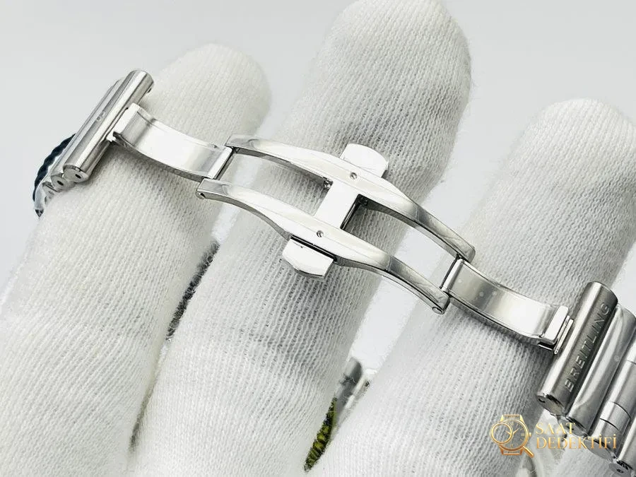 GF Factory Breitling Chronomat sağlam çelik dev, çok yönlü spor kol saati incelemesi - beyaz kadran - Klips Kilidi ve Lazer Damgalar