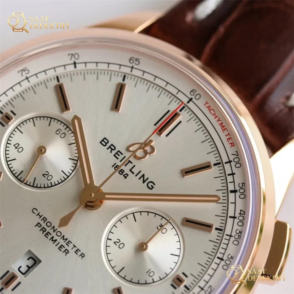 GF Factory Breitling Premier B01 Kırmızı Altın Kronograf Kol Saati (Daniel Wu ile aynı model) BR0118371G1P1 - Arka Kapak ve Mekanizma Detayı