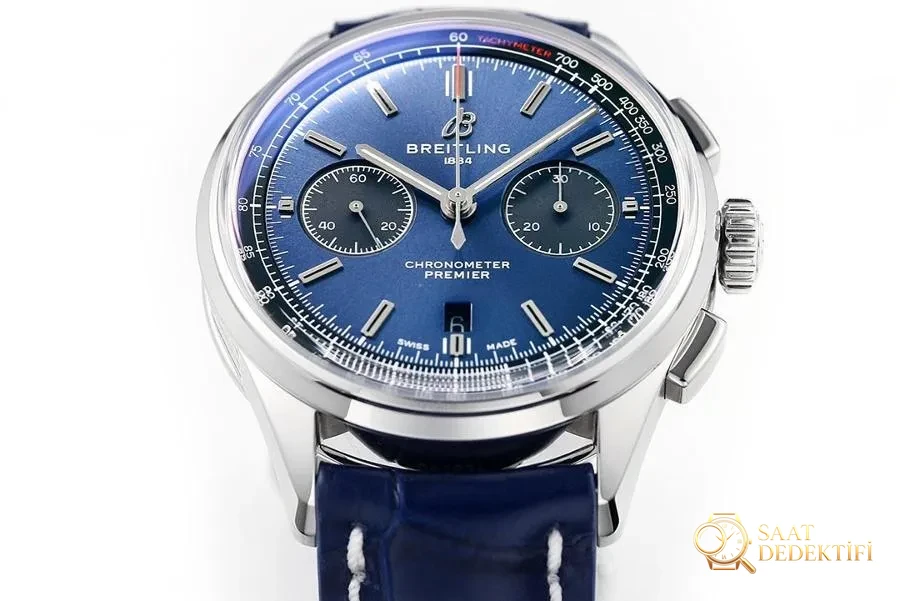GF Factory Breitling Premier B01 serisi (mavi kadran) saat incelemesi - Arka Kapak ve Mekanizma Detayı