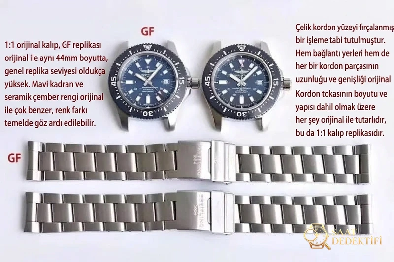 GF Factory Breitling Superocean 2. Nesil 44 mm 2824 mekanizmalı saat söküm ve orijinal karşılaştırmalı inceleme - Toka İçi Mikro Ayar Mekanizması