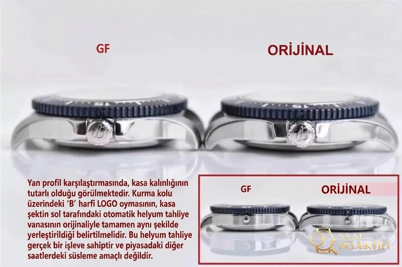GF Factory Breitling Superocean 2. Nesil 44 mm 2824 mekanizmalı saat söküm ve orijinal karşılaştırmalı inceleme - Cam Yansıma Önleyici (AR) Kaplama
