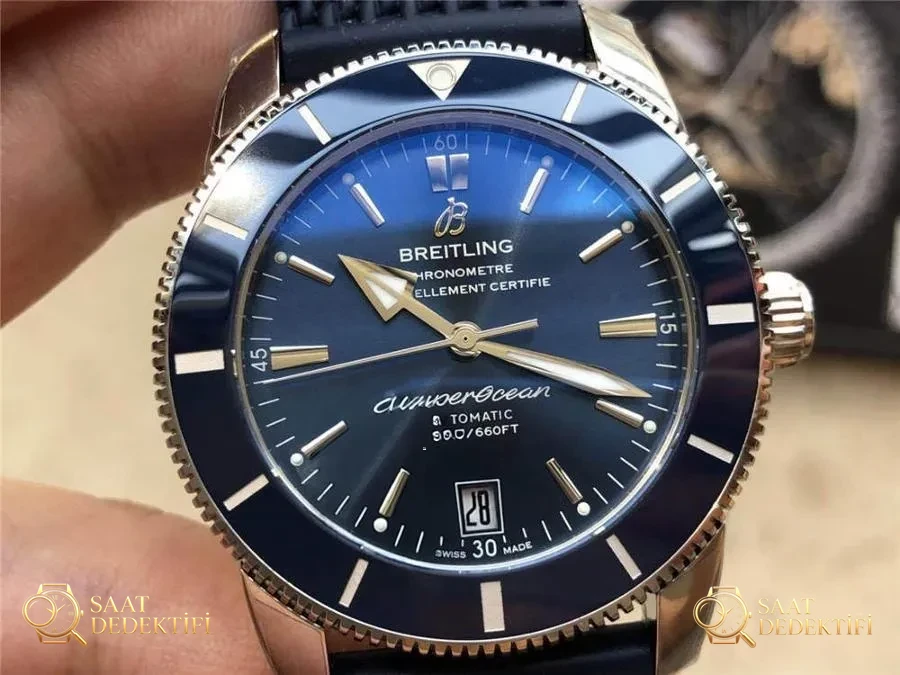 GF Factory Breitling Superocean Heritage İkinci Nesil gerçek-replika karşılaştırmalı incelemesi - Kadran Detayı ve Bezel İşçiliği