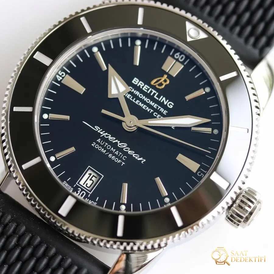 GF Factory Breitling Superocean Heritage (Siyah Kadran) Saat İncelemesi - Kadran Detayı ve Bezel İşçiliği