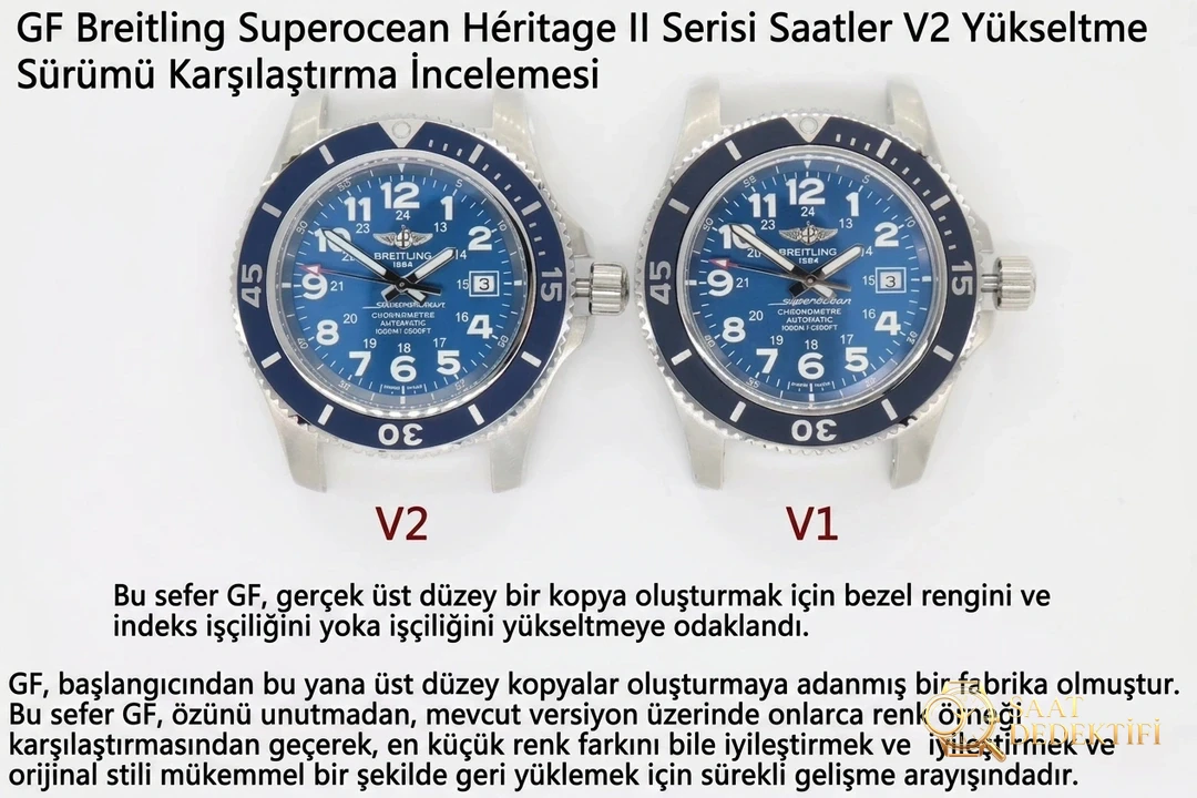 GF Factory Breitling Superocean II 44 mm V2 replika saat karşılaştırmalı incelemesi - Yükseltilmiş versiyon nasıl? - Kasa Profili ve Kurma Kolu İncelemesi