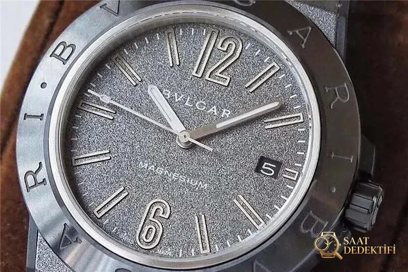 GF Factory Bvlgari Diagono serisi (gri-siyah kadran) magnezyum alaşımlı V2 versiyon kol saati incelemesi - Kasa Profili ve Kurma Kolu İncelemesi