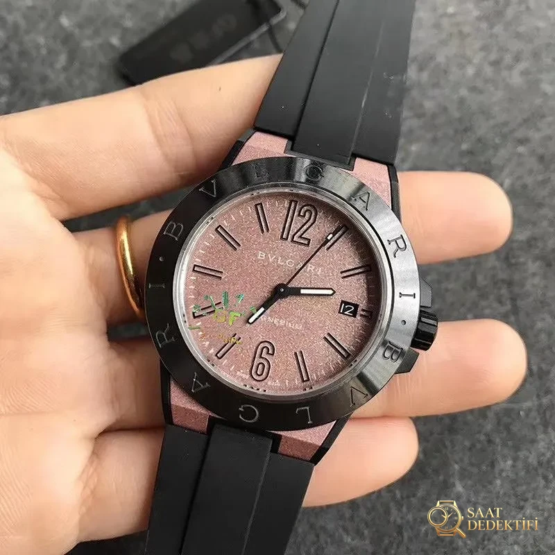 GF Factory Bvlgari Diagono Serisi (Pembe Kadran) Kol Saati İncelemesi - Kasa Profili ve Kurma Kolu İncelemesi