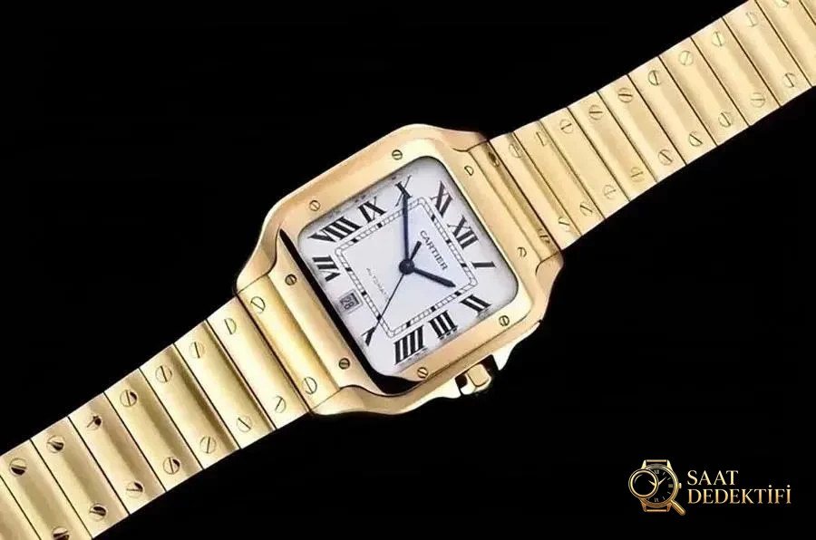 GF Factory Cartier Santos altın kaplama model saat incelemesi - Kadran Detayı ve Bezel İşçiliği