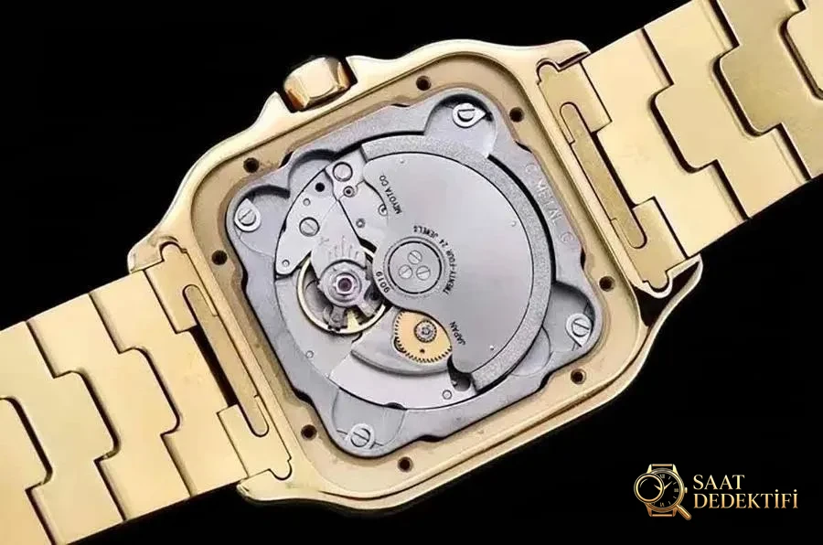 GF Factory Cartier Santos altın kaplama model saat incelemesi - Makro Kadran ve İndeks İşçiliği