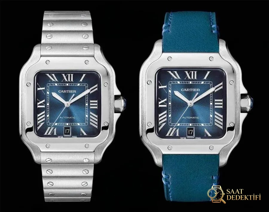 GF Factory Cartier Santos mavi kadranlı kol saati incelemesi - Kadran Detayı ve Bezel İşçiliği