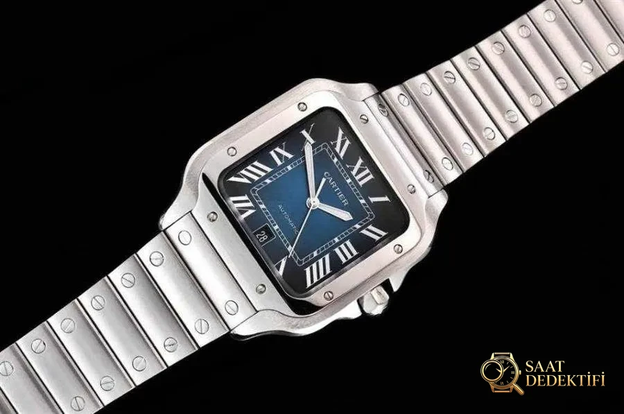 GF Factory Cartier Santos mavi kadranlı kol saati incelemesi - Bilezik, Toka ve Klips Mekanizması
