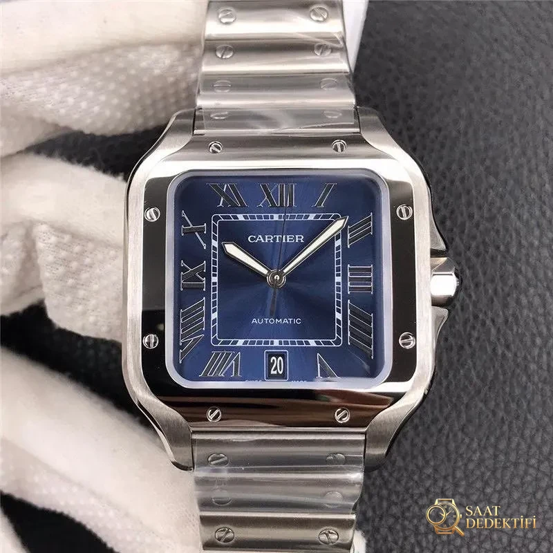 Revue d'usine Cartier Santos 3K - Vue de face et conception du boîtier