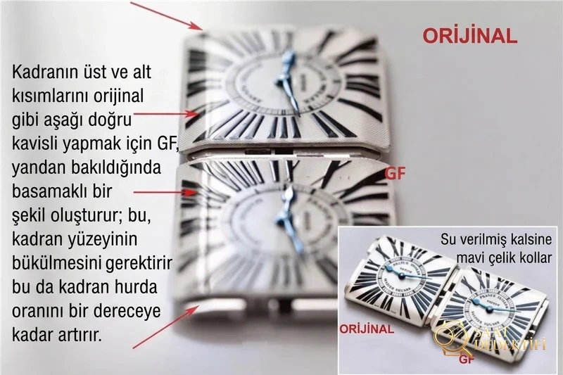 GF Factory Franck Muller 6002MQZ MASTER SQUARE kadın kuvars replika saat orijinalle karşılaştırıldığında nasıl? Elmas taşlı modeli var mı? - Mekanizma Zemberek ve Balans Detayı