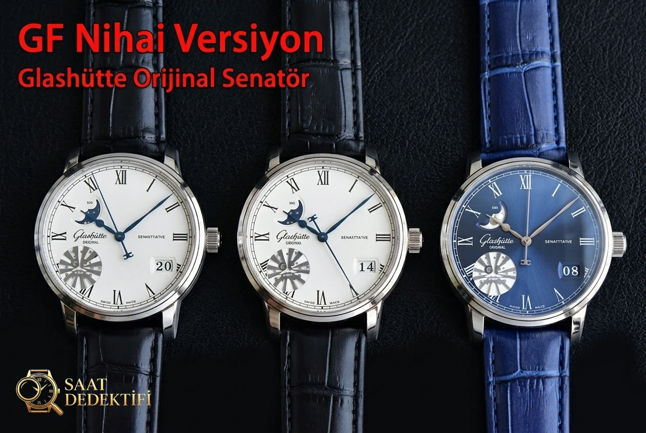 GF Factory Glashütte Original Senator Büyük Tarih Ay Evreli Kol Saati İşçilik İncelemesi - Kadran Detayı ve Bezel İşçiliği
