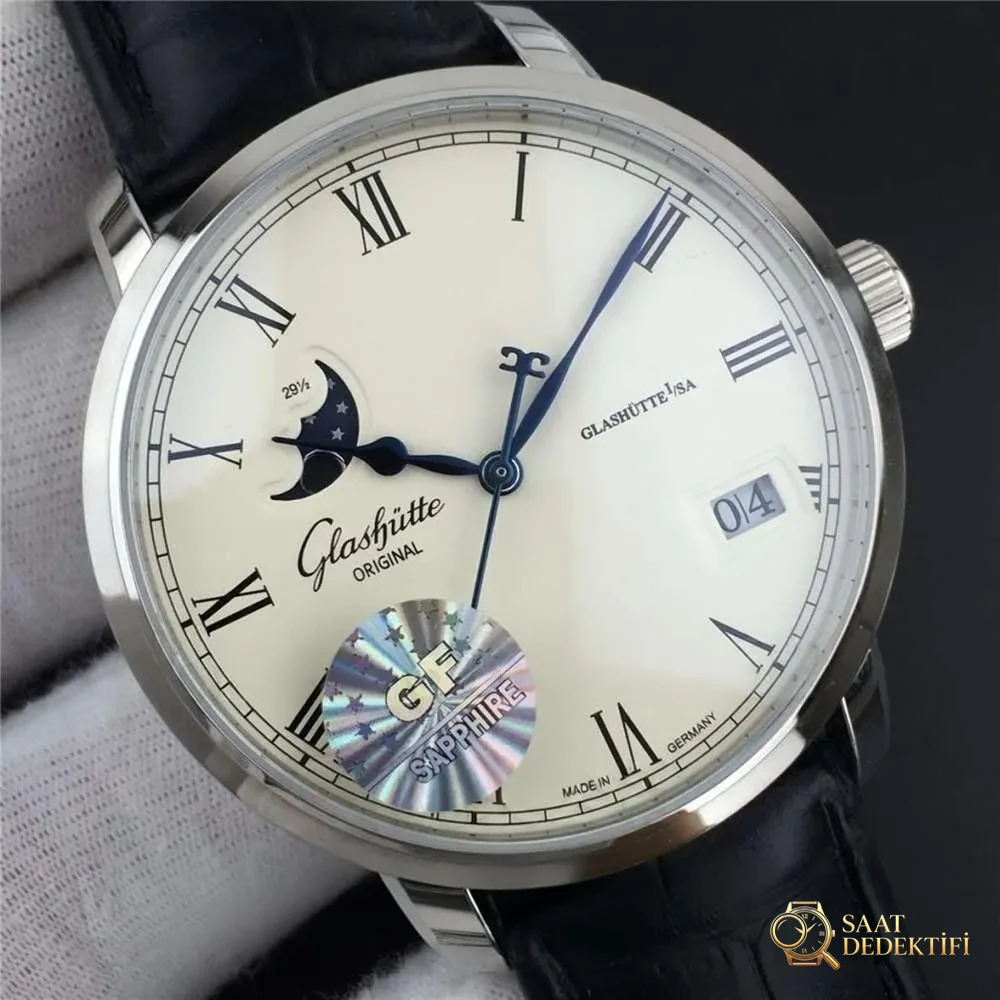 GF Factory Glashütte Original Senator Büyük Tarih Ay Evreli Kol Saati İşçilik İncelemesi - Kasa Profili ve Kurma Kolu İncelemesi