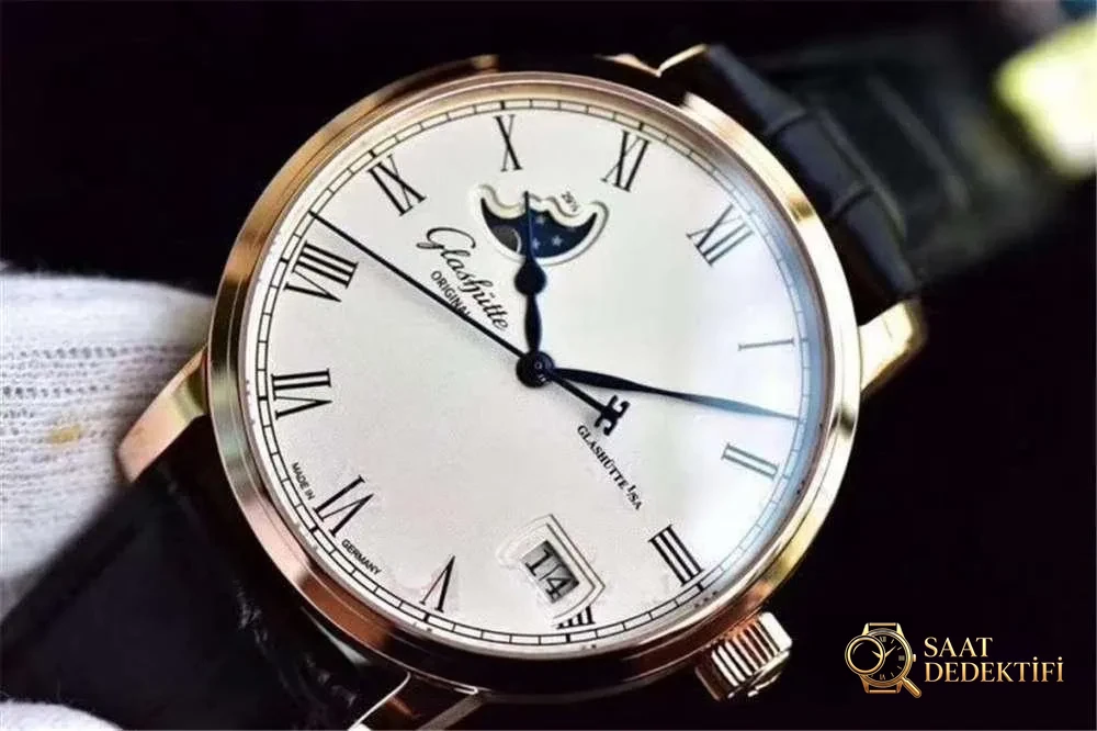 GF Factory Glashütte Original Senator Büyük Tarih Ay Evreli Kol Saati İşçilik İncelemesi - Fosfor ve Super-LumiNova Gece Görünümü