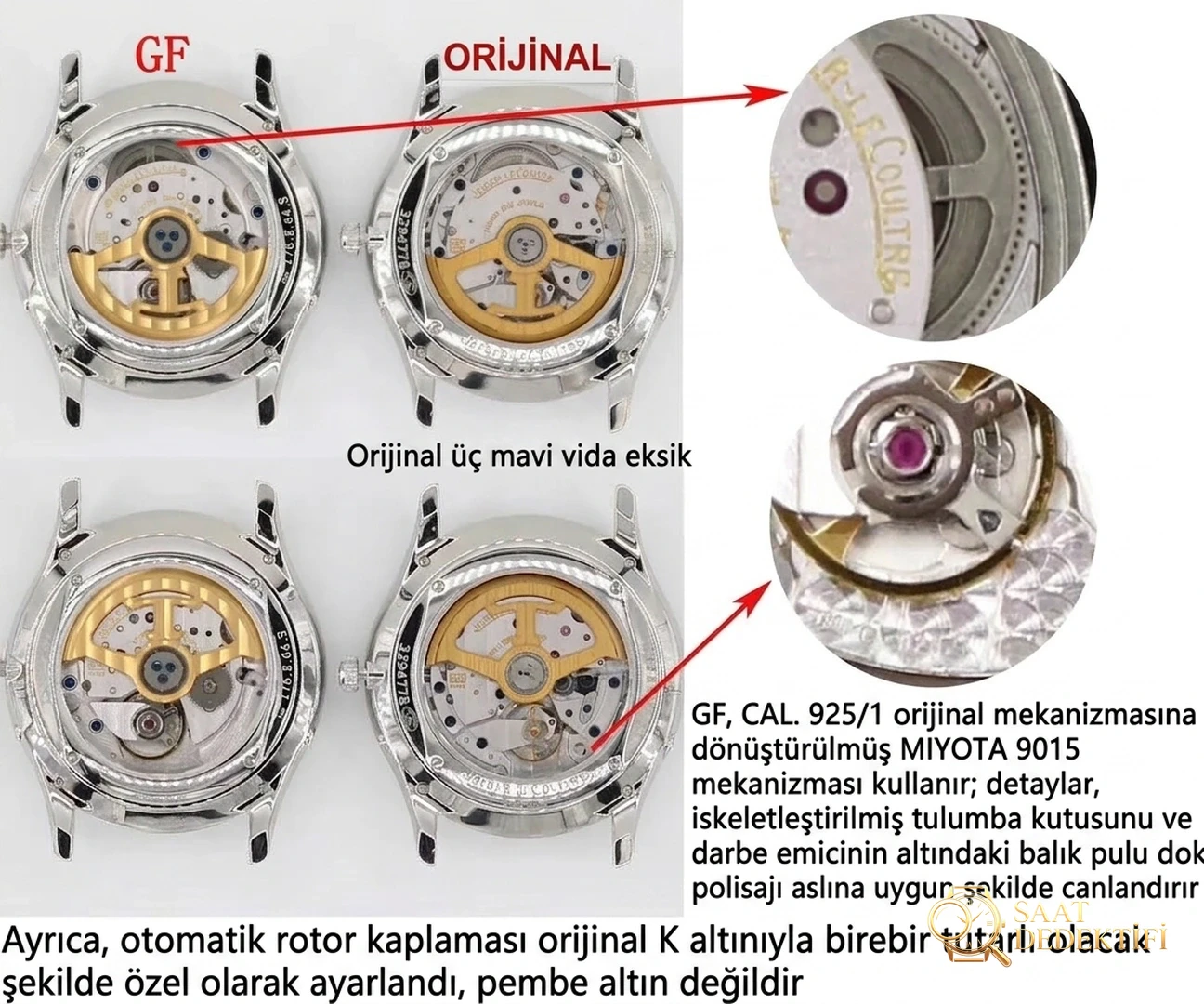 GF Factory Jaeger-LeCoultre ay evreli 925 tek parça mekanizmanın artıları ve eksileri neler? - Kadran Detayı ve Bezel İşçiliği