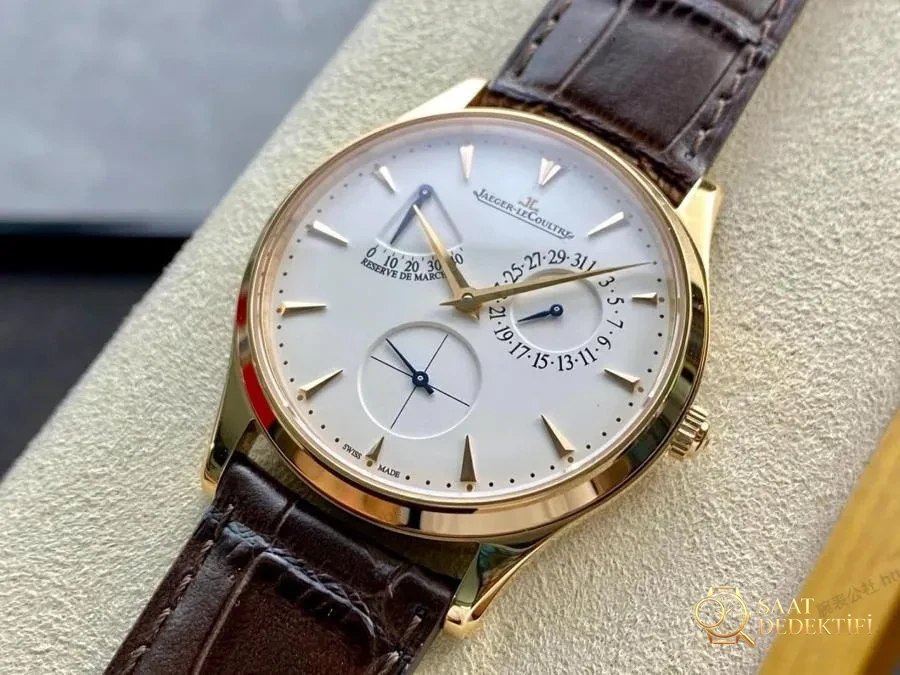 GF Factory Jaeger-LeCoultre Master serisi 1378420 erkek klasik kol saati (Joker rose altın şampanya) - Kadran Detayı ve Bezel İşçiliği