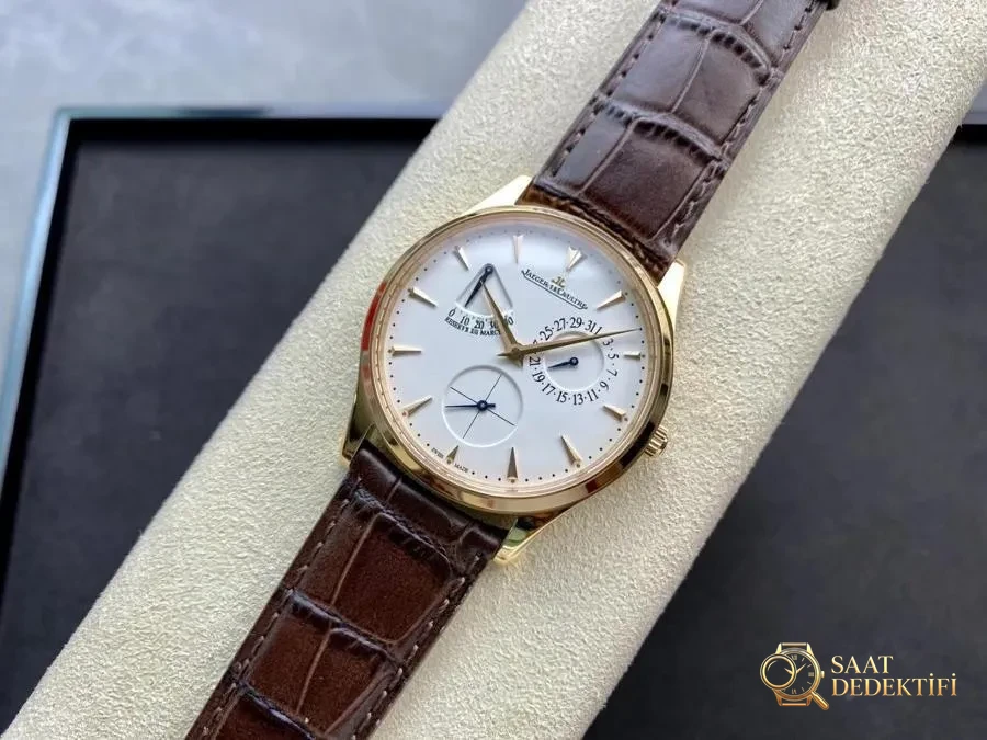 GF Factory Jaeger-LeCoultre Master serisi 1378420 erkek klasik kol saati (Joker rose altın şampanya) - Kasa Profili ve Kurma Kolu İncelemesi