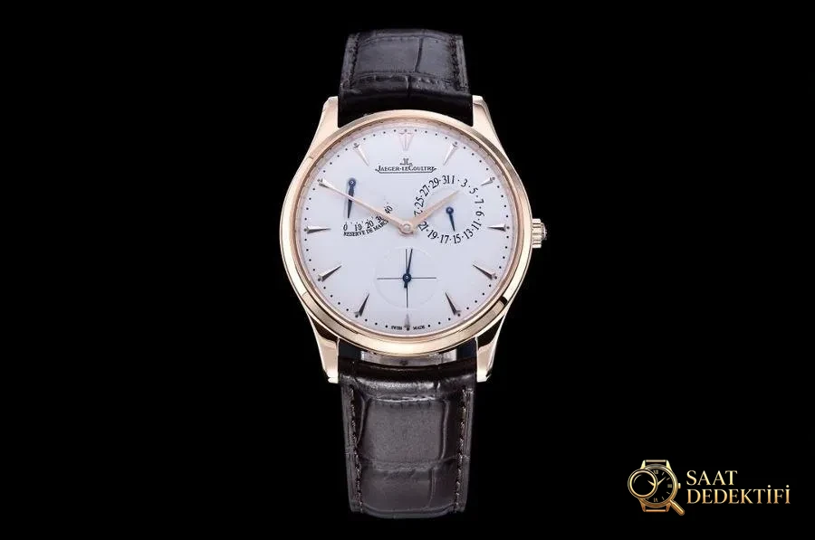 GF Factory Jaeger-LeCoultre Master serisi 1378420 erkek klasik kol saati (Joker rose altın şampanya) - Fosfor ve Super-LumiNova Gece Görünümü
