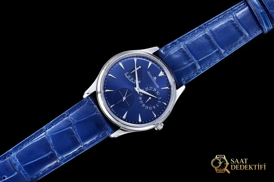 GF Factory Jaeger-LeCoultre Master Serisi 1378480 Erkek Klasik Kol Saati (Palyaço Mavi Kadran) - Mekanizma Zemberek ve Balans Detayı
