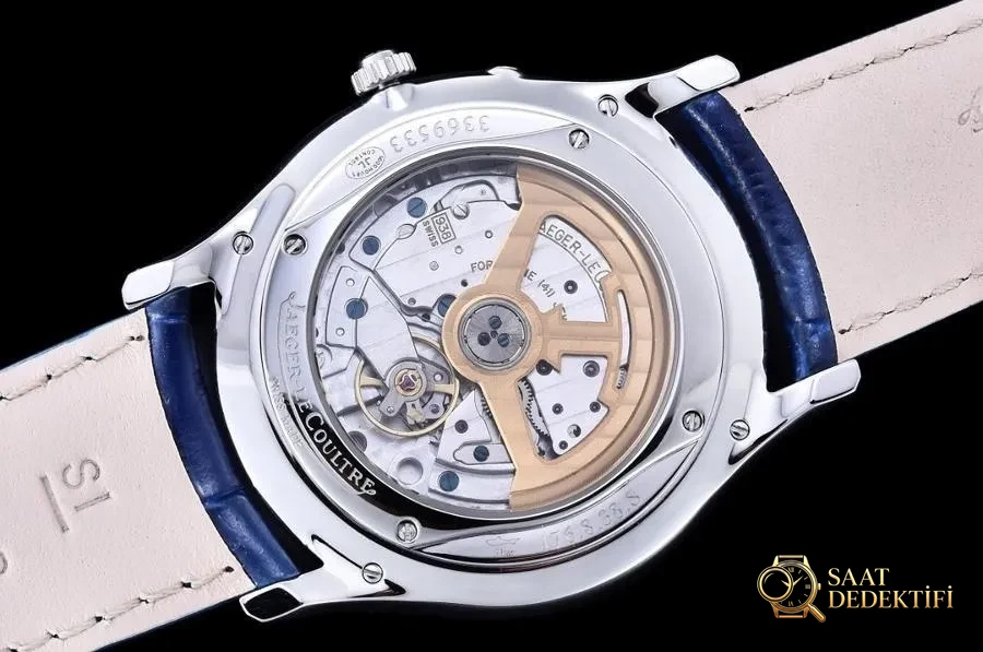 GF Factory Jaeger-LeCoultre Master Serisi 1378480 Erkek Klasik Kol Saati (Palyaço Mavi Kadran) - Bilezik Bakla Ayrımı ve Pim Yapısı