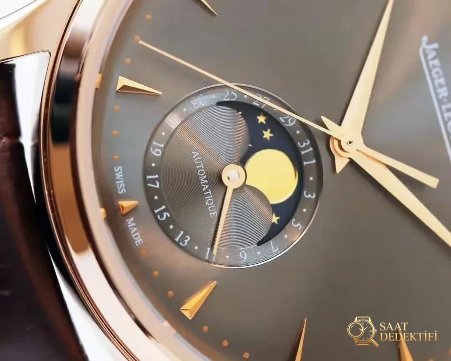 GF Factory Jaeger-LeCoultre Moon Phase 136255J (gri kadran) saat incelemesi - Klips Kilidi ve Lazer Damgalar