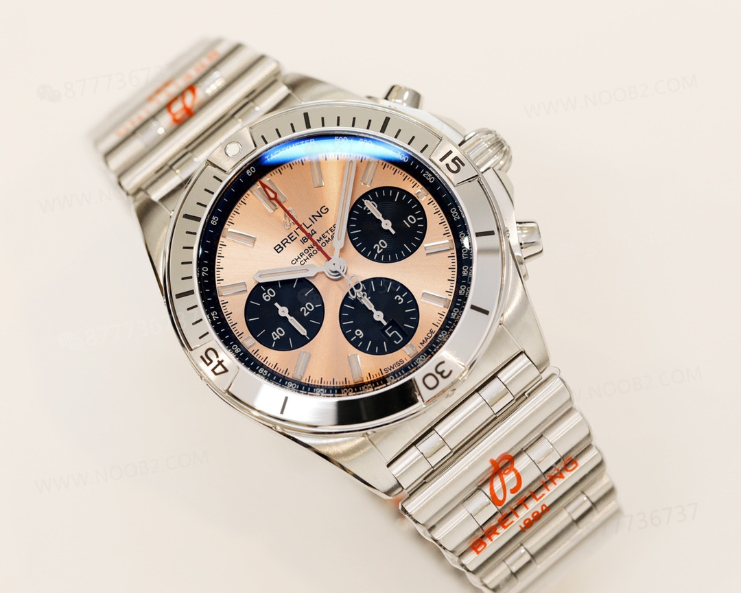 GF Factory replika Breitling Chronomat retro mermi kordonlu 42 mm kronograf, somon bakır kadran — 1. fotoğraf
