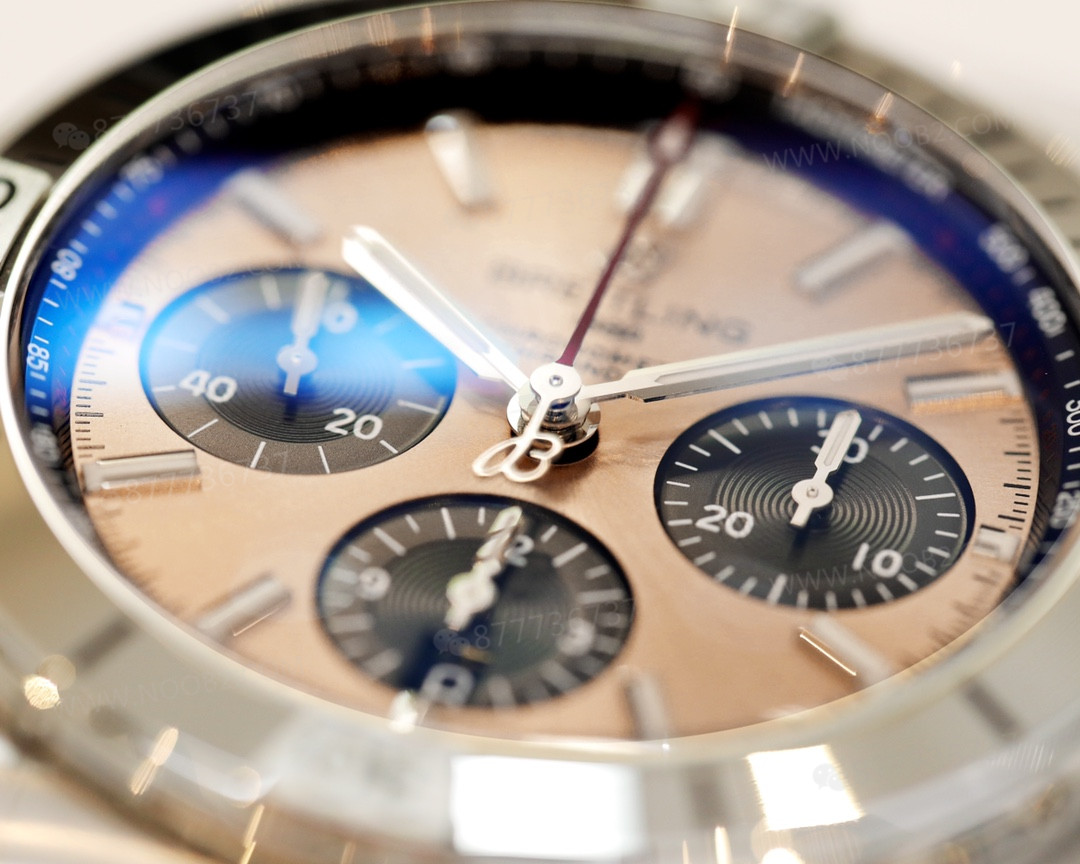 GF Factory replika Breitling Chronomat retro mermi kordonlu 42 mm kronograf, somon bakır kadran — 4. fotoğraf