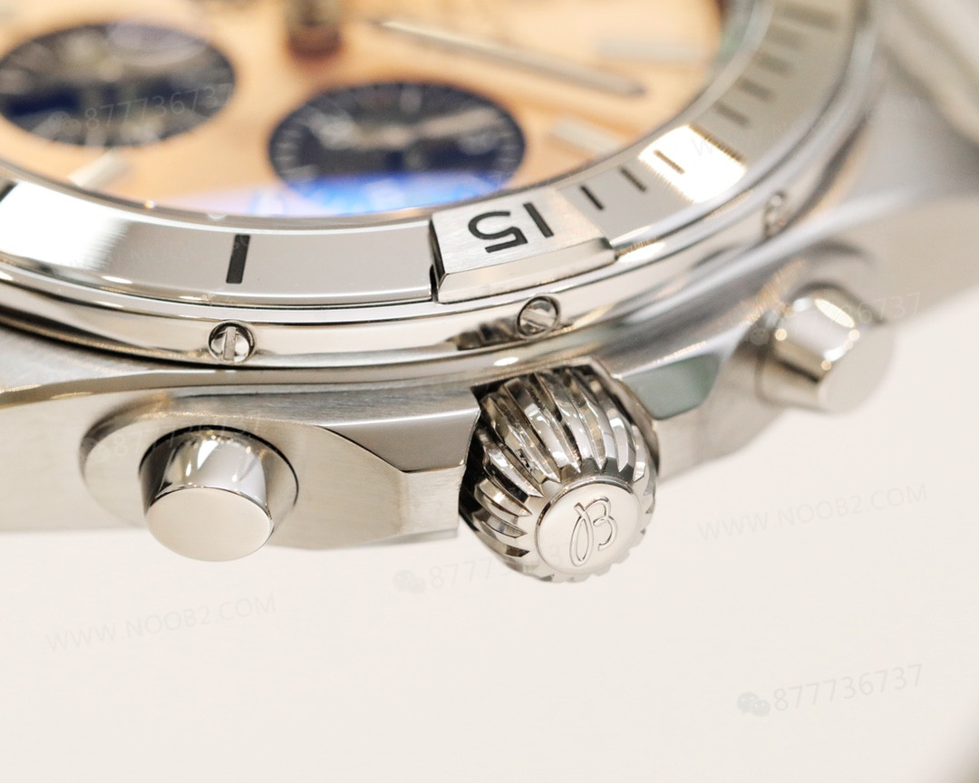 GF Factory replika Breitling Chronomat retro mermi kordonlu 42 mm kronograf, somon bakır kadran — 6. fotoğraf