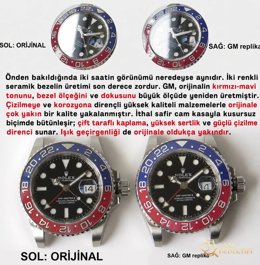 GM Factory Rolex GMT-Master 126710 kırmızı-mavi kola bezelli saat, orijinaliyle karşılaştırmada göz kamaştırıyor! - Kasa Profili ve Kurma Kolu İncelemesi