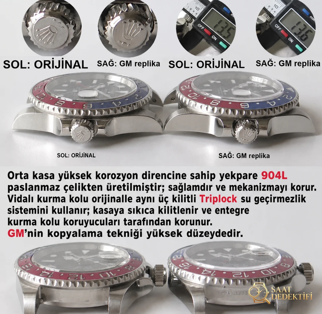 GM Factory Rolex GMT-Master 126710 kırmızı-mavi kola bezelli saat, orijinaliyle karşılaştırmada göz kamaştırıyor! - Bilezik, Toka ve Klips Mekanizması