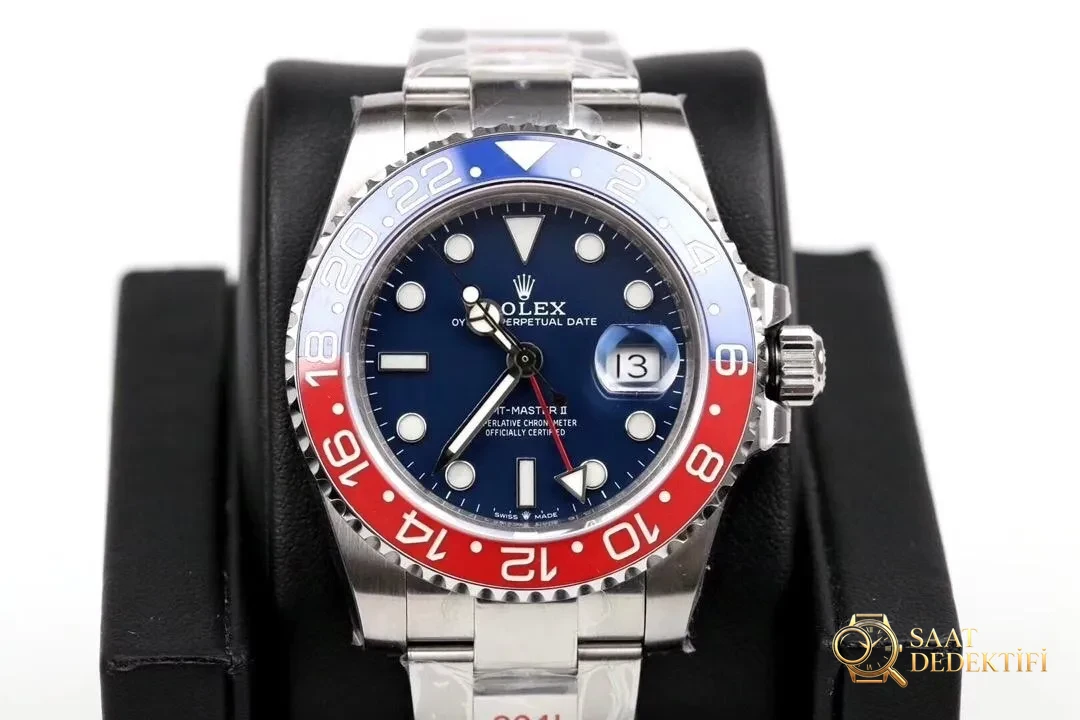 GM Factory Rolex GMT-Master 2 kırmızı-mavi cola bezel 3186 mekanizma V2 nihai versiyon beş boncuklu üç sıra bilezik replika saat - Kadran Detayı ve Bezel İşçiliği