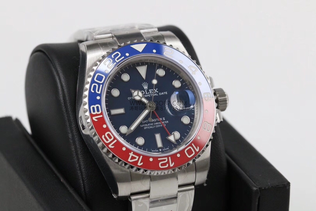 GM Factory Rolex GMT-Master 2 kırmızı-mavi cola bezel 3186 mekanizma V2 nihai versiyon beş boncuklu üç sıra bilezik replika saat — 3. fotoğraf