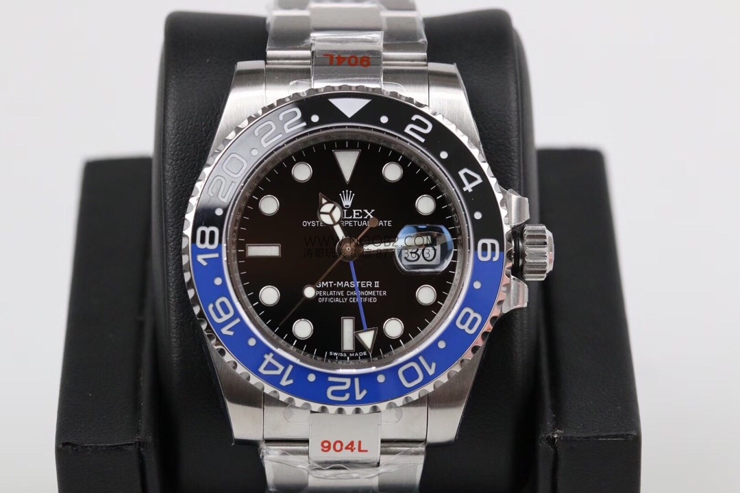 GM Factory Rolex GMT-Master II siyah-mavi kola bezel 3186 mekanizma V2 nihai versiyon beş boncuklu üç sıralı bilezik replika saat — 2. fotoğraf