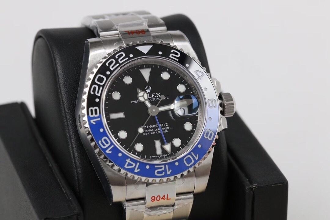 GM Factory Rolex GMT-Master II siyah-mavi kola bezel 3186 mekanizma V2 nihai versiyon beş boncuklu üç sıralı bilezik replika saat — 3. fotoğraf