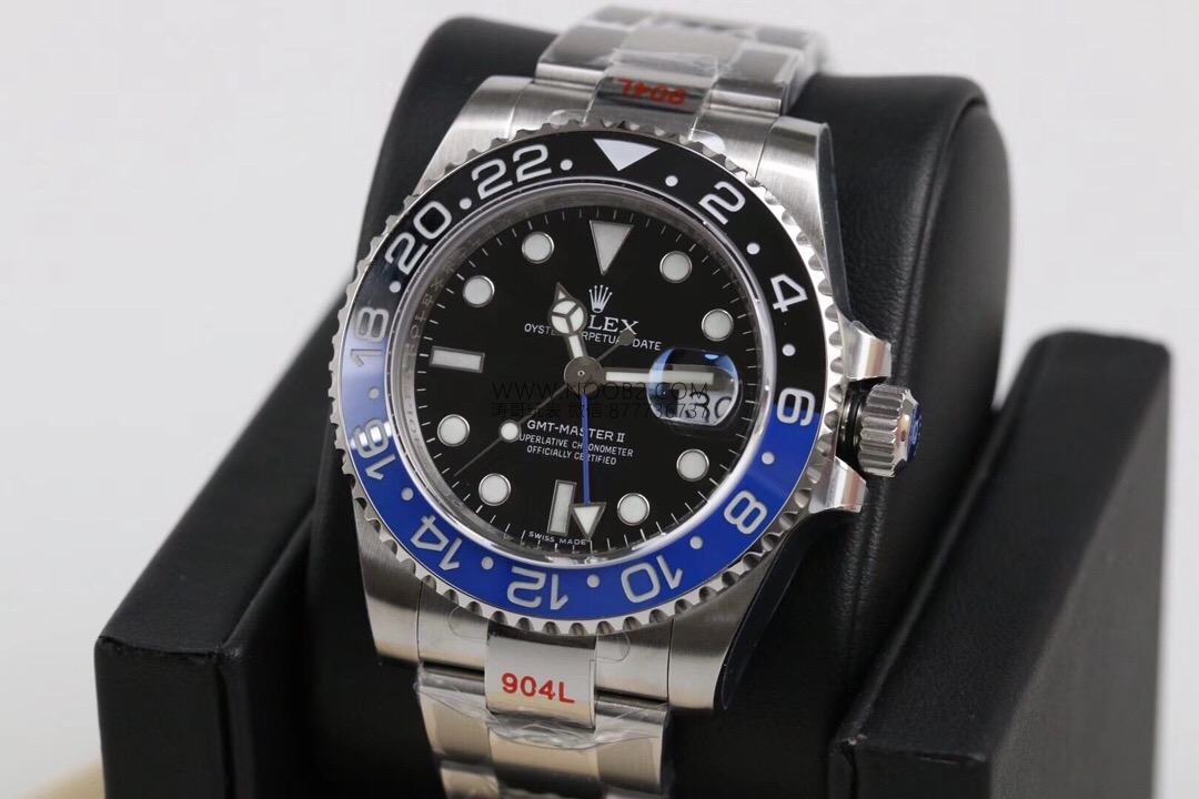 GM Factory Rolex GMT-Master II siyah-mavi kola bezel 3186 mekanizma V2 nihai versiyon beş boncuklu üç sıralı bilezik replika saat — 4. fotoğraf