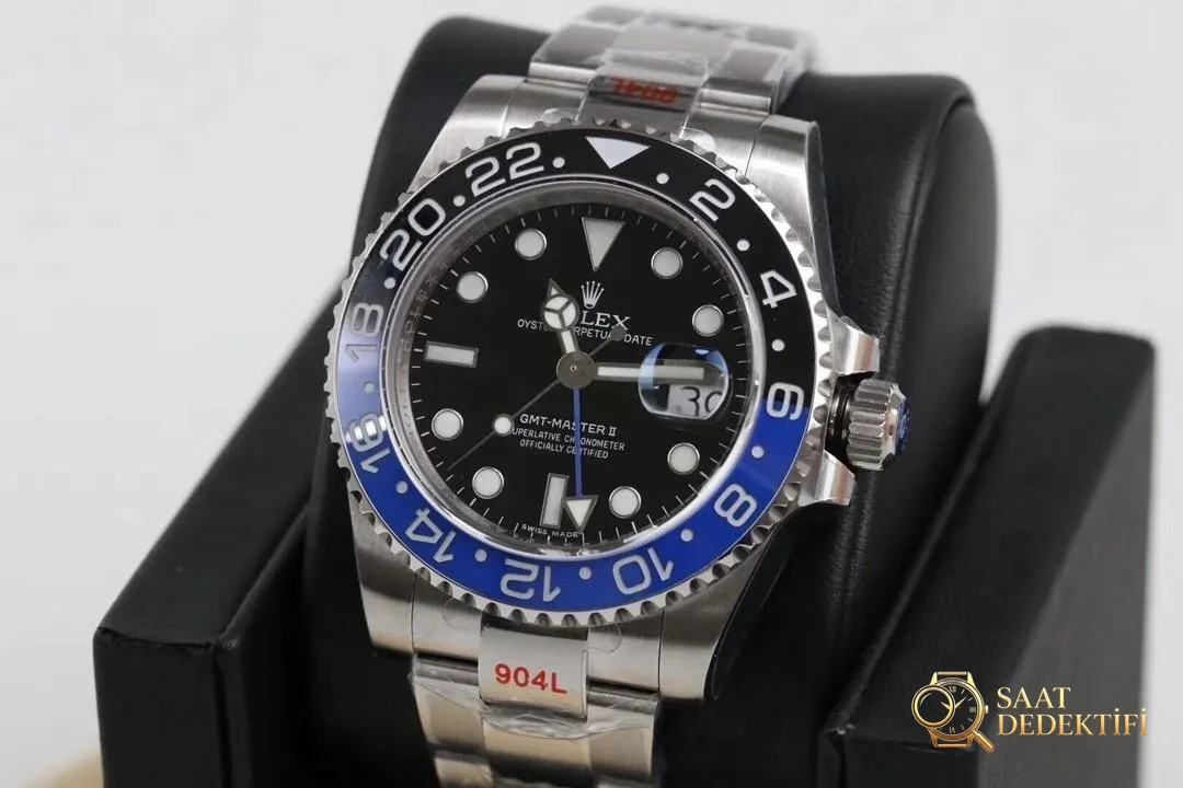 GM Factory Rolex GMT-Master II siyah-mavi kola bezel 3186 mekanizma V2 nihai versiyon beş boncuklu üç sıralı bilezik replika saat - Arka Kapak ve Mekanizma Detayı