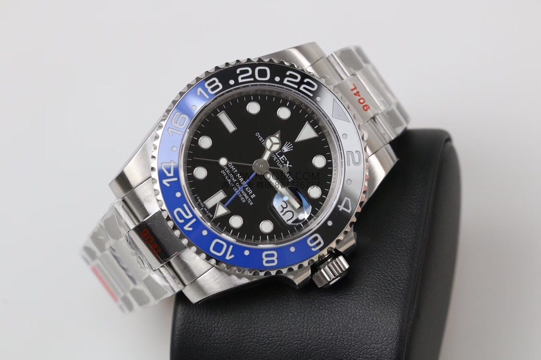 GM Factory Rolex GMT-Master II siyah-mavi kola bezel 3186 mekanizma V2 nihai versiyon beş boncuklu üç sıralı bilezik replika saat — 5. fotoğraf
