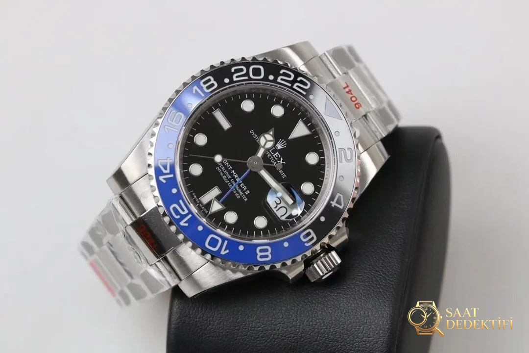 GM Factory Rolex GMT-Master II siyah-mavi kola bezel 3186 mekanizma V2 nihai versiyon beş boncuklu üç sıralı bilezik replika saat - Bilezik, Toka ve Klips Mekanizması