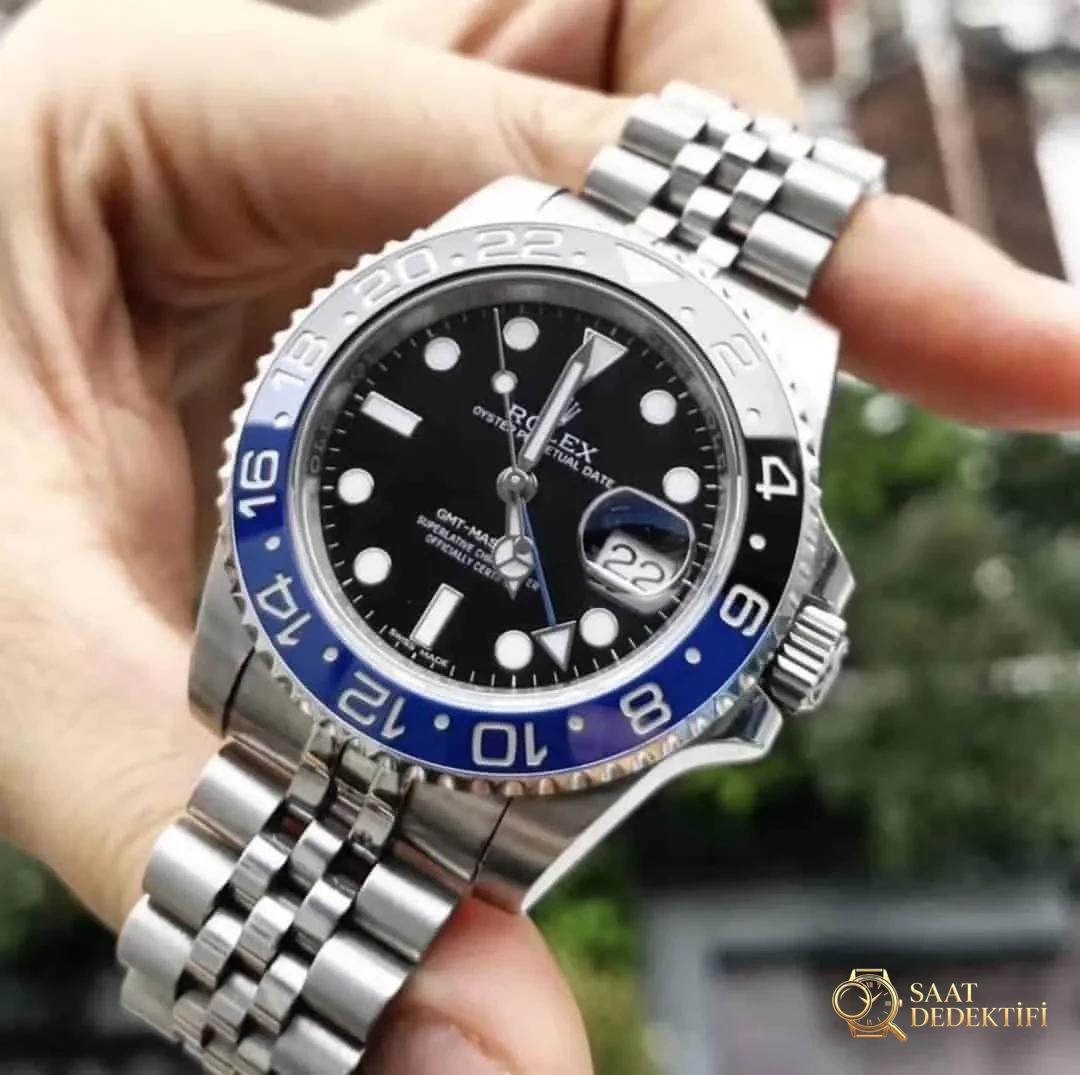 GM neues Produkt: 2019 Rolex GMT schwarz-blaue Lünette – Armbanduhr aus 904L Oyster-Stahl ist umwerfend! - Sammlungs- und Vitrinenansicht