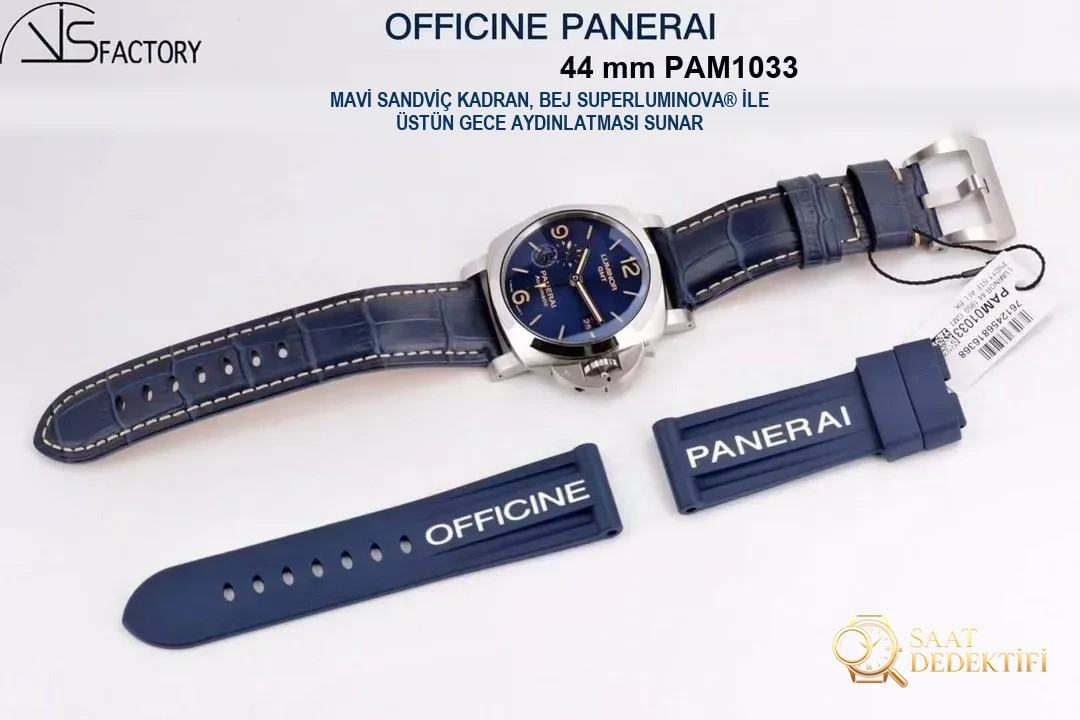 Göze hitap eden bir model: VS Factory Panerai 1033 mavi kadran GMT saatinin kısa incelemesi - Kadran Detayı ve Bezel İşçiliği