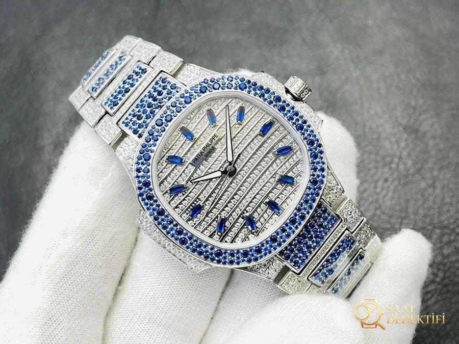 GR Factory Patek Philippe 7118 Kadın Nautilus 2024 tam elmas sınırlı üretim az sayıda stoğa geldi - Kadran Detayı ve Bezel İşçiliği